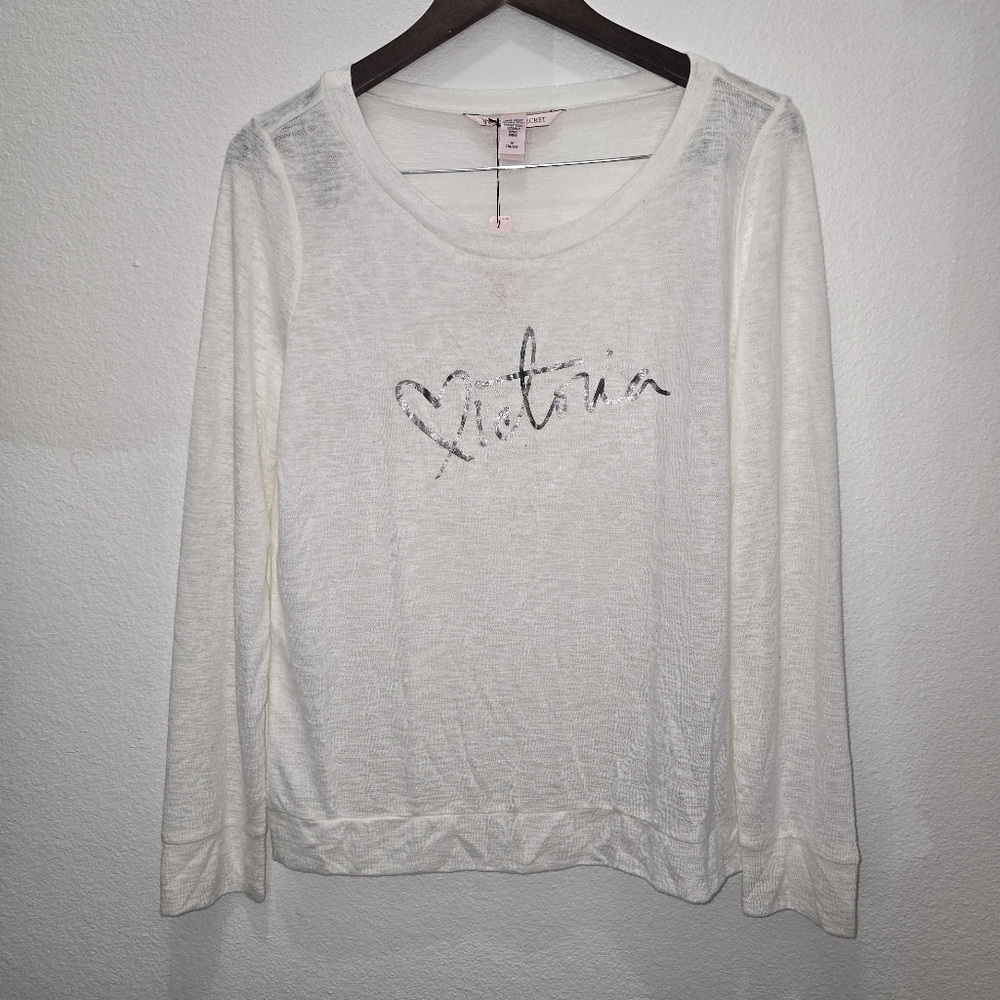NWT Victoria's Secret White Pajama Lounge Top, Women's Size M